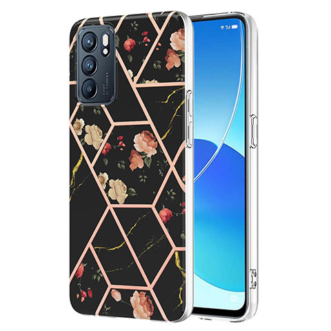 Handyhülle Silikon Hülle Gummi Schutzhülle Flexible Modisch Muster Y02B für Oppo Reno6 5G Schwarz