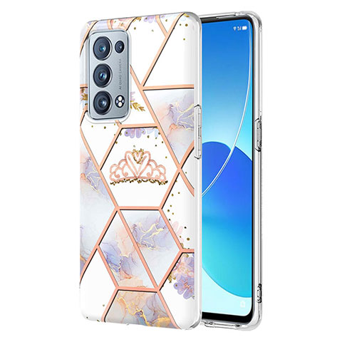 Handyhülle Silikon Hülle Gummi Schutzhülle Flexible Modisch Muster Y02B für Oppo Reno6 Pro 5G Grau