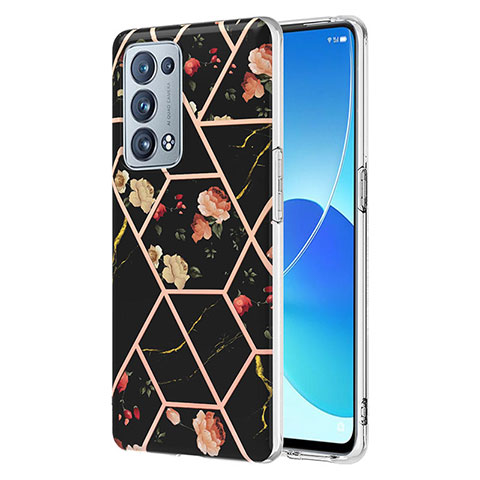 Handyhülle Silikon Hülle Gummi Schutzhülle Flexible Modisch Muster Y02B für Oppo Reno6 Pro+ Plus 5G Schwarz