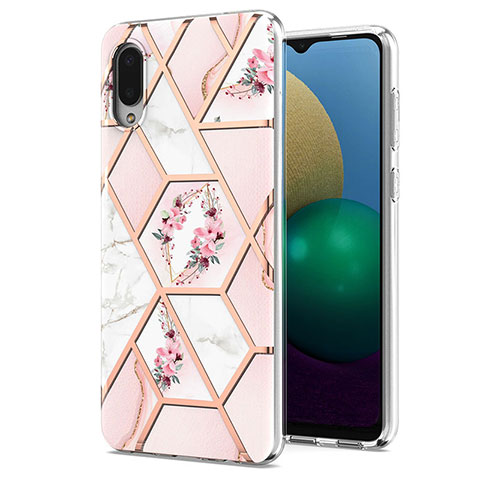 Handyhülle Silikon Hülle Gummi Schutzhülle Flexible Modisch Muster Y02B für Samsung Galaxy A02 Rosa