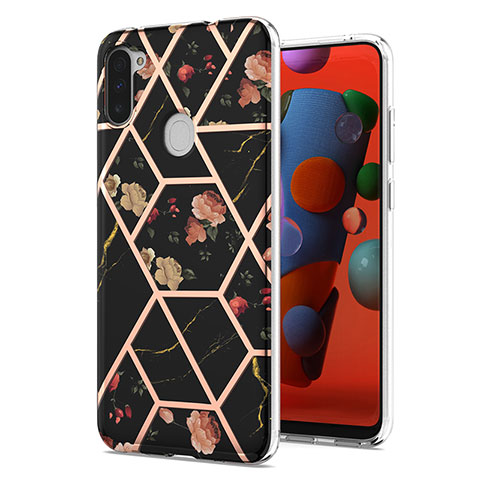 Handyhülle Silikon Hülle Gummi Schutzhülle Flexible Modisch Muster Y02B für Samsung Galaxy A11 Schwarz