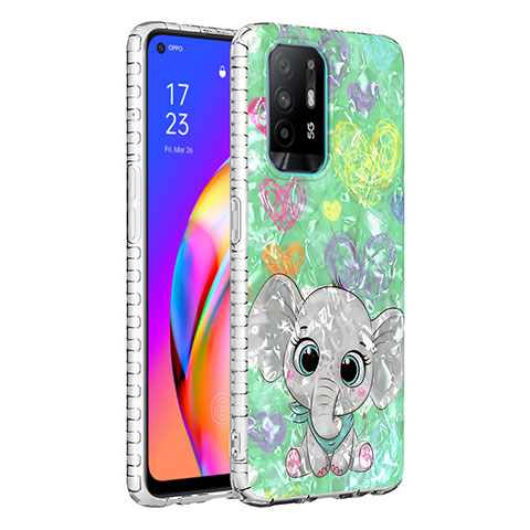 Handyhülle Silikon Hülle Gummi Schutzhülle Flexible Modisch Muster Y04B für Oppo A94 4G Grün