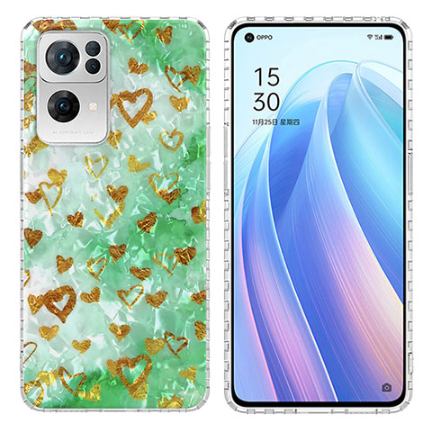 Handyhülle Silikon Hülle Gummi Schutzhülle Flexible Modisch Muster Y04B für Oppo Reno7 Pro 5G Minzgrün