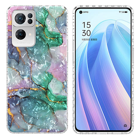 Handyhülle Silikon Hülle Gummi Schutzhülle Flexible Modisch Muster Y04B für Oppo Reno7 Pro 5G Nachtgrün