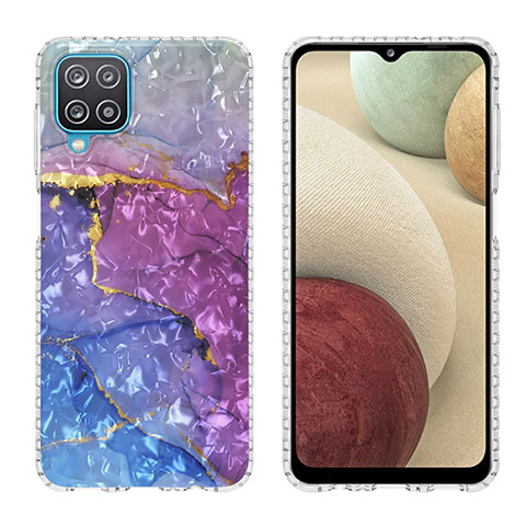 Handyhülle Silikon Hülle Gummi Schutzhülle Flexible Modisch Muster Y04B für Samsung Galaxy A12 5G Violett