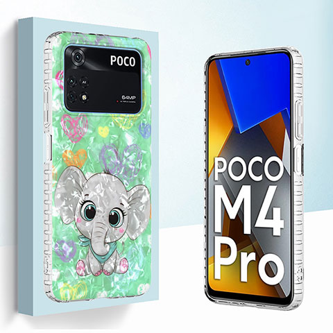 Handyhülle Silikon Hülle Gummi Schutzhülle Flexible Modisch Muster Y04B für Xiaomi Poco M4 Pro 4G Grün