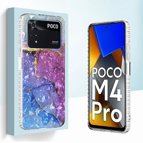 Handyhülle Silikon Hülle Gummi Schutzhülle Flexible Modisch Muster Y04B für Xiaomi Poco M4 Pro 4G Violett