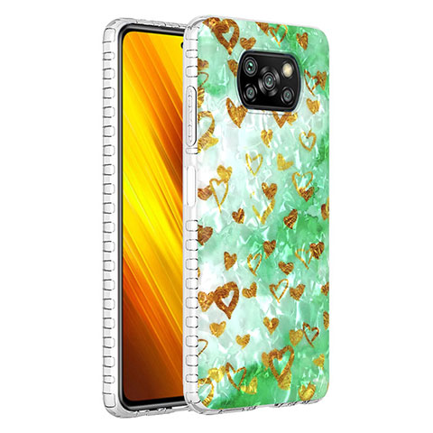 Handyhülle Silikon Hülle Gummi Schutzhülle Flexible Modisch Muster Y04B für Xiaomi Poco X3 Pro Grün