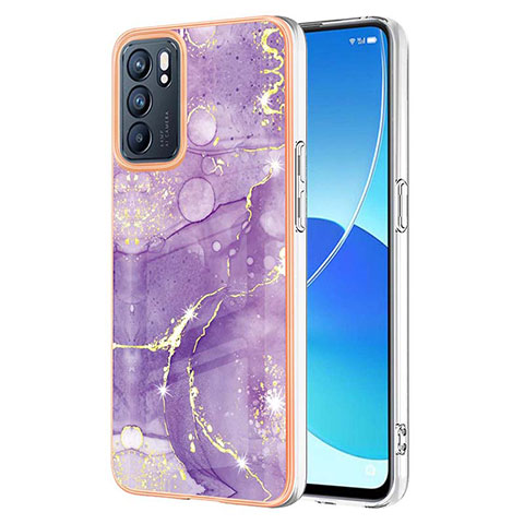 Handyhülle Silikon Hülle Gummi Schutzhülle Flexible Modisch Muster Y05B für Oppo Reno6 5G Violett