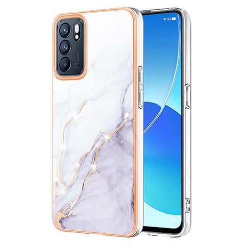 Handyhülle Silikon Hülle Gummi Schutzhülle Flexible Modisch Muster Y05B für Oppo Reno6 5G Weiß