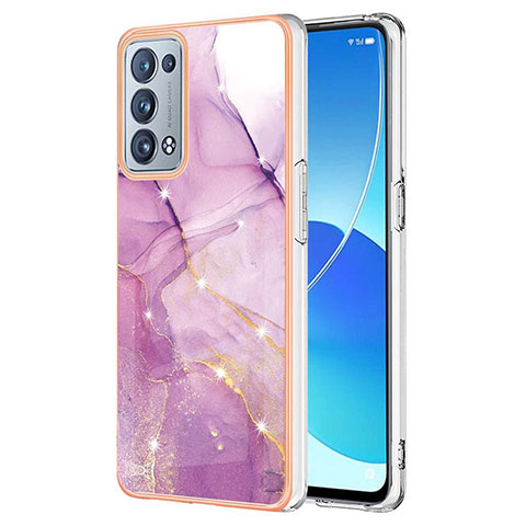 Handyhülle Silikon Hülle Gummi Schutzhülle Flexible Modisch Muster Y05B für Oppo Reno6 Pro 5G Helles Lila