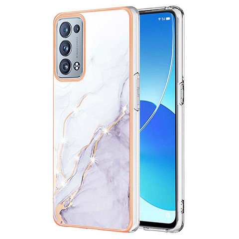 Handyhülle Silikon Hülle Gummi Schutzhülle Flexible Modisch Muster Y05B für Oppo Reno6 Pro 5G Weiß