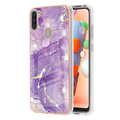 Handyhülle Silikon Hülle Gummi Schutzhülle Flexible Modisch Muster Y05B für Samsung Galaxy M11 Violett