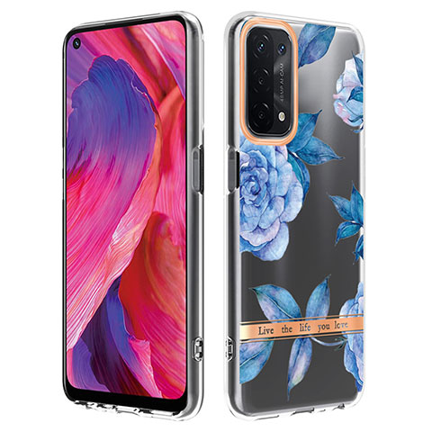 Handyhülle Silikon Hülle Gummi Schutzhülle Flexible Modisch Muster Y06B für Oppo A93 5G Blau