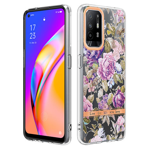 Handyhülle Silikon Hülle Gummi Schutzhülle Flexible Modisch Muster Y06B für Oppo F19 Pro+ Plus 5G Helles Lila