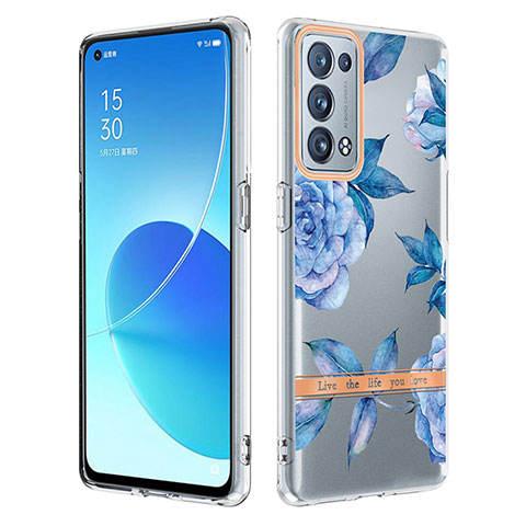 Handyhülle Silikon Hülle Gummi Schutzhülle Flexible Modisch Muster Y06B für Oppo Reno6 Pro 5G Blau