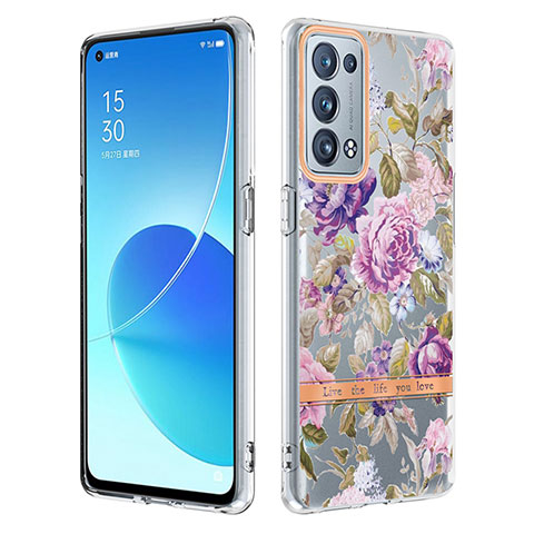 Handyhülle Silikon Hülle Gummi Schutzhülle Flexible Modisch Muster Y06B für Oppo Reno6 Pro 5G Violett