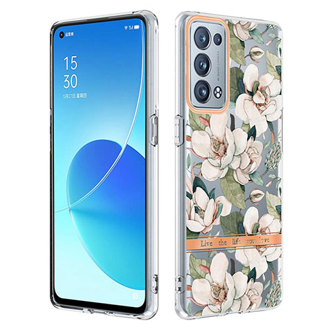 Handyhülle Silikon Hülle Gummi Schutzhülle Flexible Modisch Muster Y06B für Oppo Reno6 Pro 5G Weiß