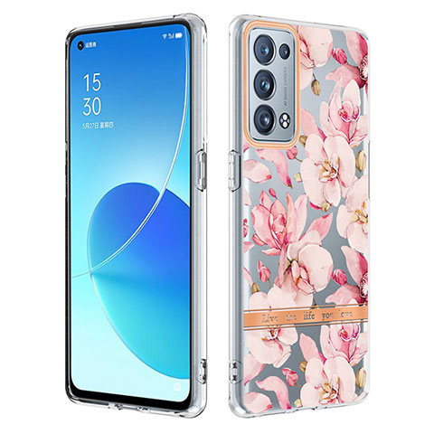 Handyhülle Silikon Hülle Gummi Schutzhülle Flexible Modisch Muster Y06B für Oppo Reno6 Pro+ Plus 5G Rosa