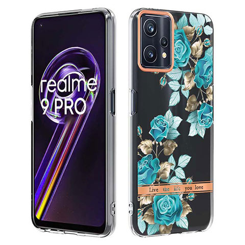 Handyhülle Silikon Hülle Gummi Schutzhülle Flexible Modisch Muster Y06B für Realme 9 5G Cyan