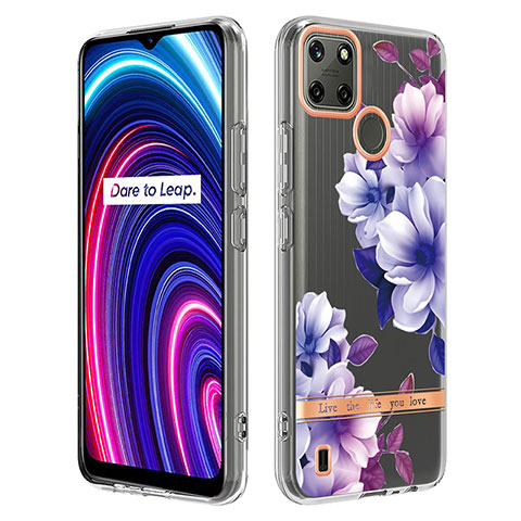 Handyhülle Silikon Hülle Gummi Schutzhülle Flexible Modisch Muster Y06B für Realme C21Y Violett