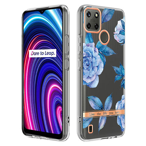 Handyhülle Silikon Hülle Gummi Schutzhülle Flexible Modisch Muster Y06B für Realme C25Y Blau