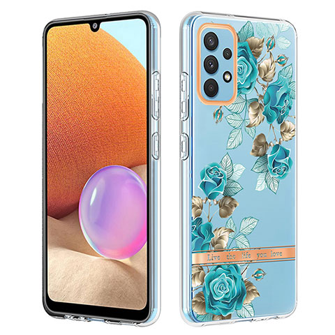 Handyhülle Silikon Hülle Gummi Schutzhülle Flexible Modisch Muster Y06B für Samsung Galaxy A32 5G Cyan