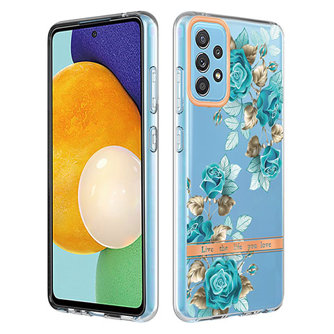 Handyhülle Silikon Hülle Gummi Schutzhülle Flexible Modisch Muster Y06B für Samsung Galaxy A52 5G Cyan