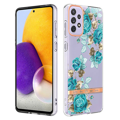 Handyhülle Silikon Hülle Gummi Schutzhülle Flexible Modisch Muster Y06B für Samsung Galaxy A73 5G Cyan