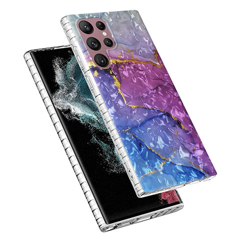 Handyhülle Silikon Hülle Gummi Schutzhülle Flexible Modisch Muster Y07B für Samsung Galaxy S23 Ultra 5G Violett