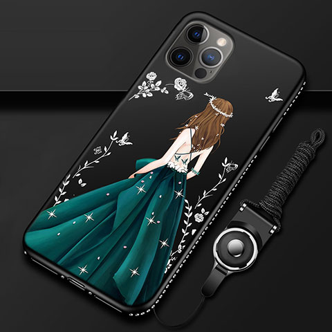 Handyhülle Silikon Hülle Gummi Schutzhülle Flexible Motiv Kleid Mädchen für Apple iPhone 12 Pro Grün