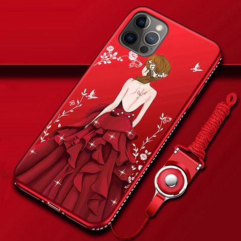 Handyhülle Silikon Hülle Gummi Schutzhülle Flexible Motiv Kleid Mädchen für Apple iPhone 12 Pro Max Rot