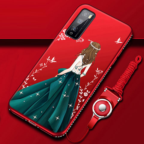 Handyhülle Silikon Hülle Gummi Schutzhülle Flexible Motiv Kleid Mädchen für Huawei Enjoy 20 Pro 5G Plusfarbig