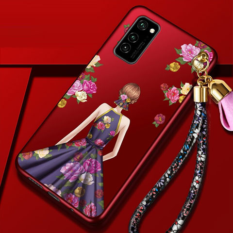 Handyhülle Silikon Hülle Gummi Schutzhülle Flexible Motiv Kleid Mädchen für Huawei Honor V30 5G Violett