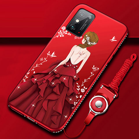 Handyhülle Silikon Hülle Gummi Schutzhülle Flexible Motiv Kleid Mädchen für Huawei Honor X10 Max 5G Rot