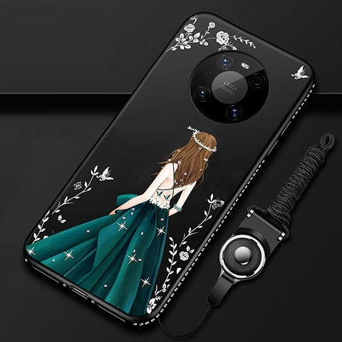 Handyhülle Silikon Hülle Gummi Schutzhülle Flexible Motiv Kleid Mädchen für Huawei Mate 40 Pro Schwarz