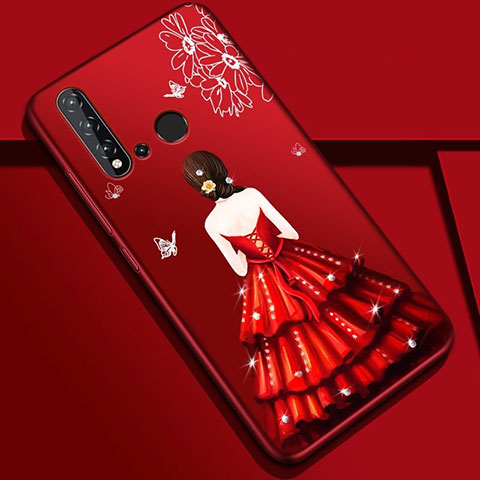 Handyhülle Silikon Hülle Gummi Schutzhülle Flexible Motiv Kleid Mädchen für Huawei Nova 5i Rot