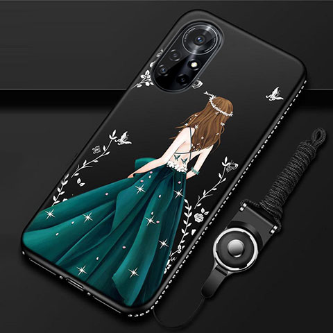 Handyhülle Silikon Hülle Gummi Schutzhülle Flexible Motiv Kleid Mädchen für Huawei Nova 8 Pro 5G Schwarz