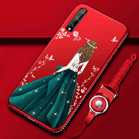 Handyhülle Silikon Hülle Gummi Schutzhülle Flexible Motiv Kleid Mädchen für Huawei P smart S Plusfarbig