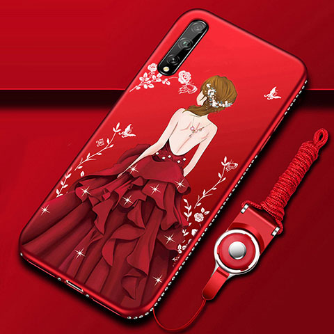 Handyhülle Silikon Hülle Gummi Schutzhülle Flexible Motiv Kleid Mädchen für Huawei Y8p Rot