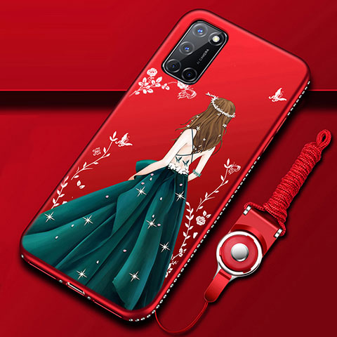 Handyhülle Silikon Hülle Gummi Schutzhülle Flexible Motiv Kleid Mädchen für Oppo A92 Plusfarbig