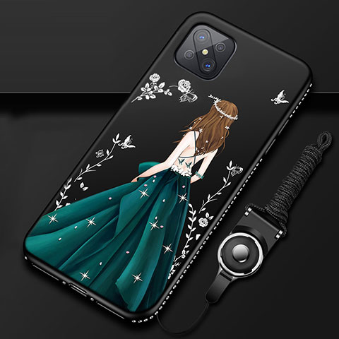 Handyhülle Silikon Hülle Gummi Schutzhülle Flexible Motiv Kleid Mädchen für Oppo A92s 5G Grün