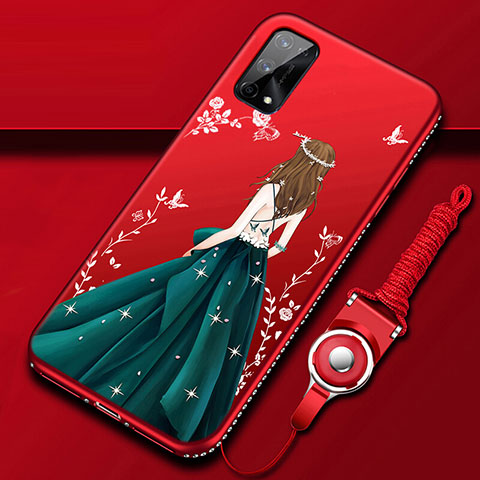 Handyhülle Silikon Hülle Gummi Schutzhülle Flexible Motiv Kleid Mädchen für Realme X7 5G Grün