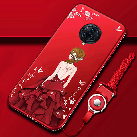 Handyhülle Silikon Hülle Gummi Schutzhülle Flexible Motiv Kleid Mädchen für Vivo Nex 3 5G Rot