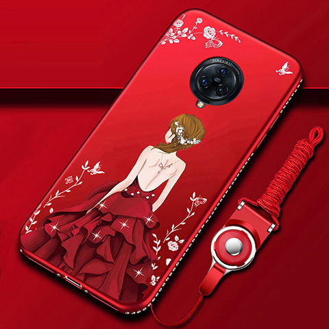 Handyhülle Silikon Hülle Gummi Schutzhülle Flexible Motiv Kleid Mädchen für Vivo Nex 3S Rot