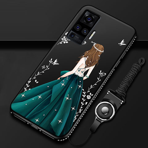 Handyhülle Silikon Hülle Gummi Schutzhülle Flexible Motiv Kleid Mädchen für Vivo X50 Pro 5G Grün