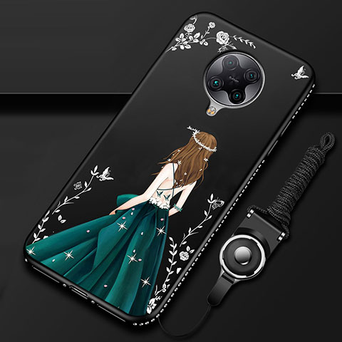 Handyhülle Silikon Hülle Gummi Schutzhülle Flexible Motiv Kleid Mädchen für Xiaomi Poco F2 Pro Grün