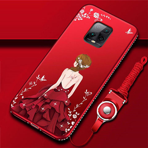 Handyhülle Silikon Hülle Gummi Schutzhülle Flexible Motiv Kleid Mädchen für Xiaomi Redmi 10X Pro 5G Rot