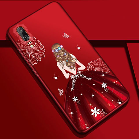 Handyhülle Silikon Hülle Gummi Schutzhülle Flexible Motiv Kleid Mädchen K01 für Huawei P20 Fuchsie