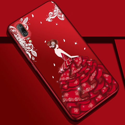 Handyhülle Silikon Hülle Gummi Schutzhülle Flexible Motiv Kleid Mädchen K01 für Huawei P20 Plusfarbig